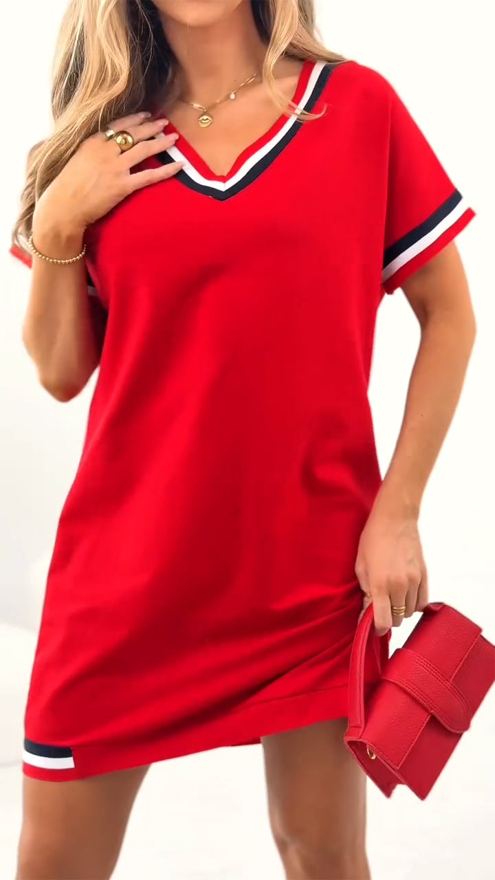 Moteriška laisvalaikio suknelė su kontrastingu apvadu-LT