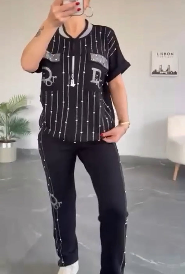 💎Σετ δύο τεμαχίων με φερμουάρ και κρυστάλλους-GR