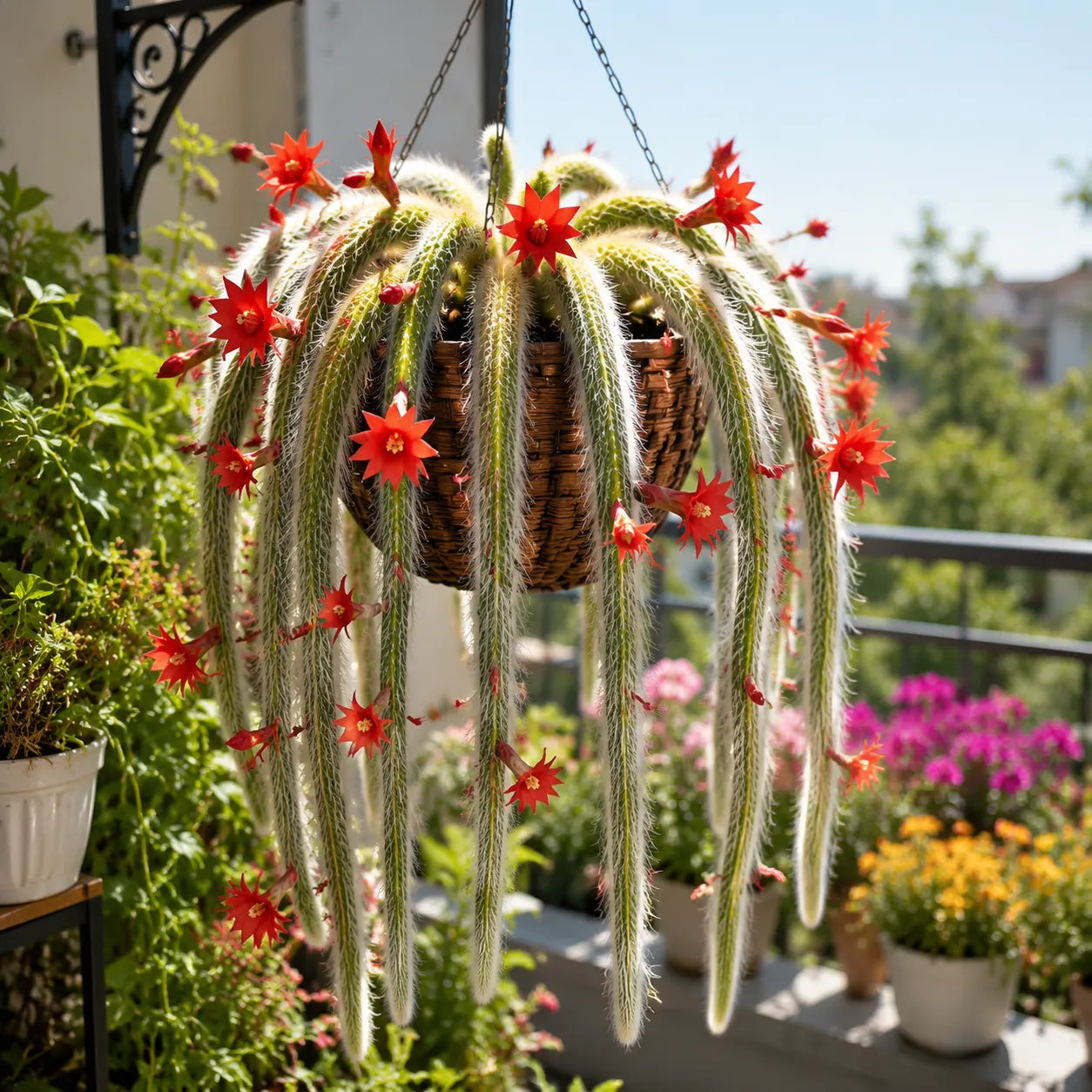 🌵Rzadki kaktus Monkey Tail – żywy wodospad miękkiego, puszystego piękna