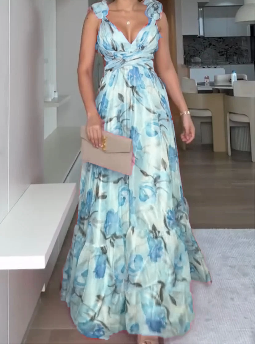 🍓Σέξι και κομψό πλισέ φόρεμα με στάμπα-GR