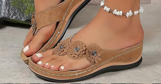 🌸【EU 35-43】Άνετα φλοράλ σφηνοειδή σανδάλια-GR