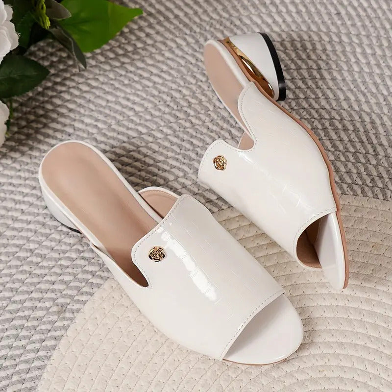 😍Τελευταία μέρα με έκπτωση 50%😍 - Μοντέρνα γυναικεία ορθοπεδικά δερμάτινα σανδάλια με ανοιχτά δάχτυλα και χοντρά τακούνια-GR