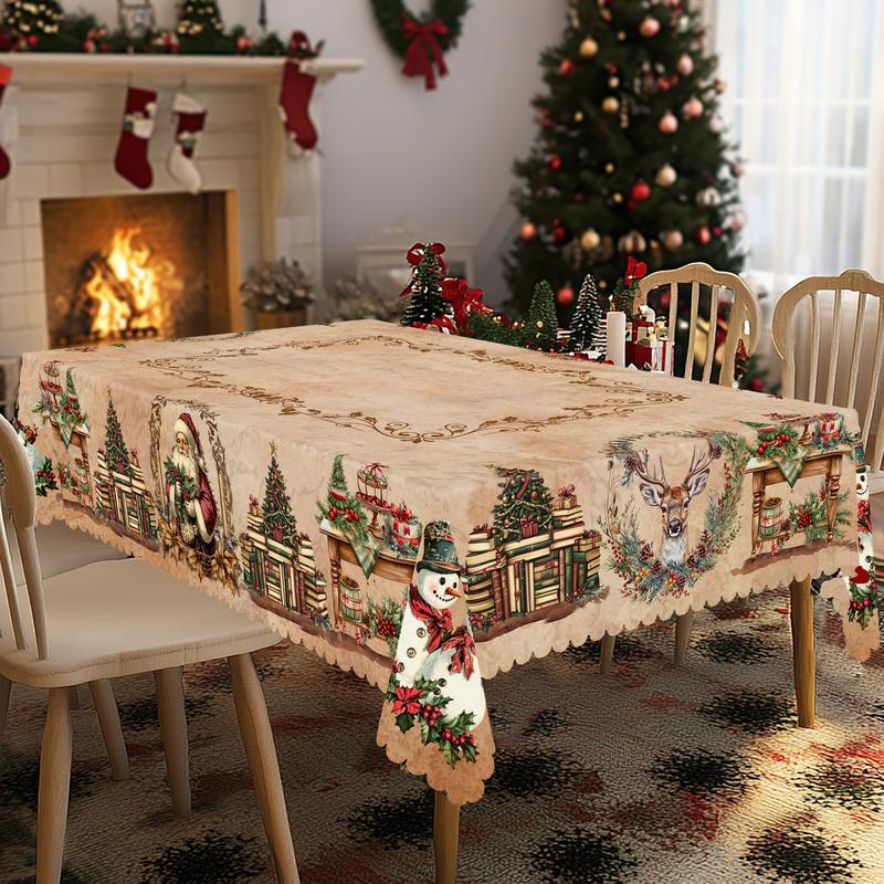 Prabangi kalėdinė staltiesė – žavingas Kalėdų Senelio ir elnio motyvas džiaugsmingoms akimirkoms su šeima-LT