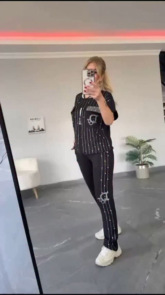 💎Σετ δύο τεμαχίων με φερμουάρ και κρυστάλλους-GR