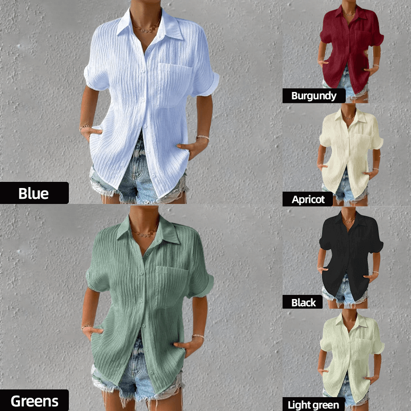 Laisvi palaidi nėrinių marškinėliai su kaklu-LT