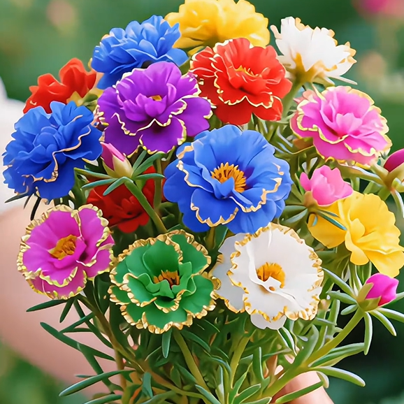 Złota koronka Portulaca🌸✨ Wspaniałe podwójne kwiaty dla bezproblemowego letniego koloru