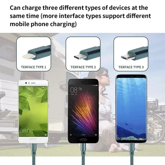 Αποσπώμενο καλώδιο δεδομένων αυτοκινήτου 3 σε 1 + δωρεάν φορτιστής αυτοκινήτου-GR