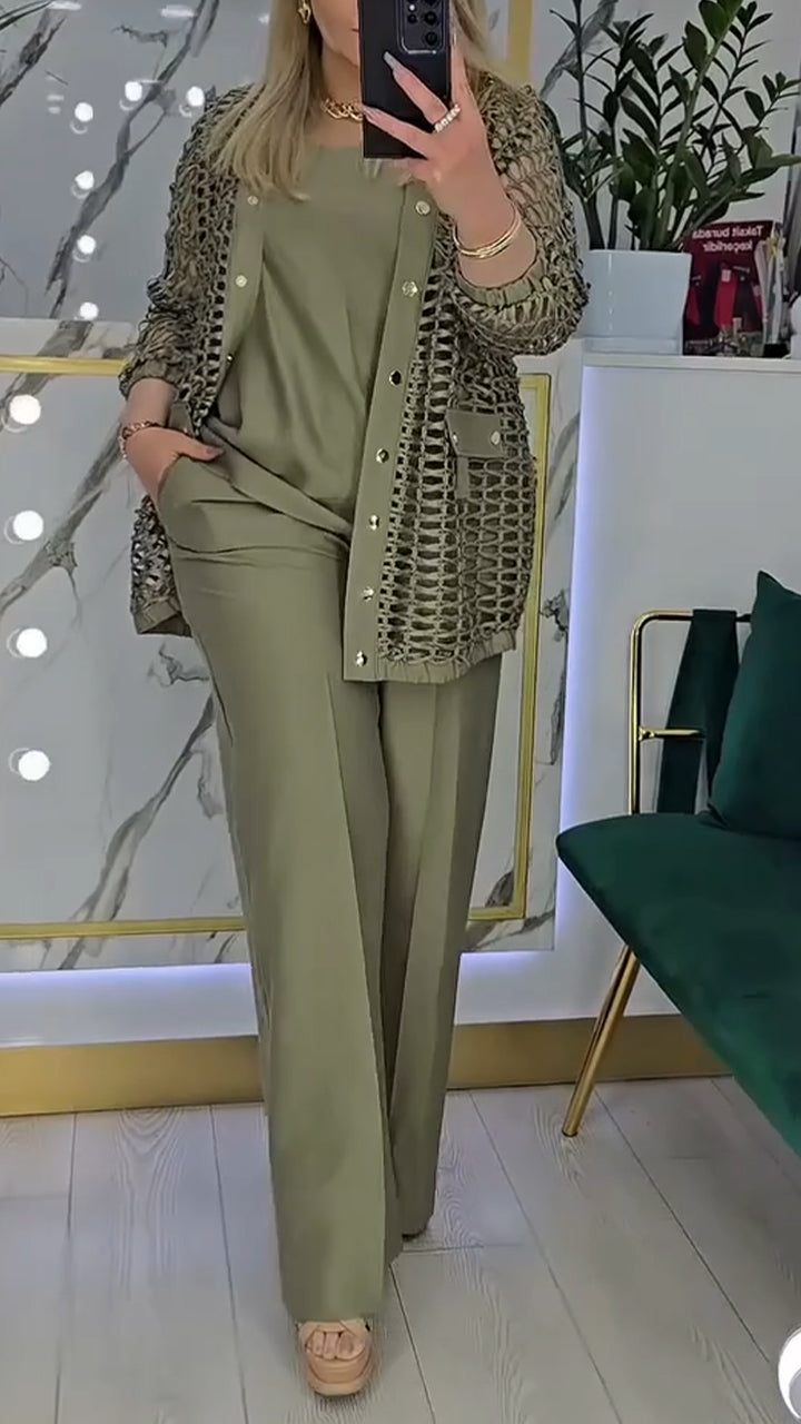 Γυναικείο κοίλο κοστούμι τριών τεμαχίων-GR