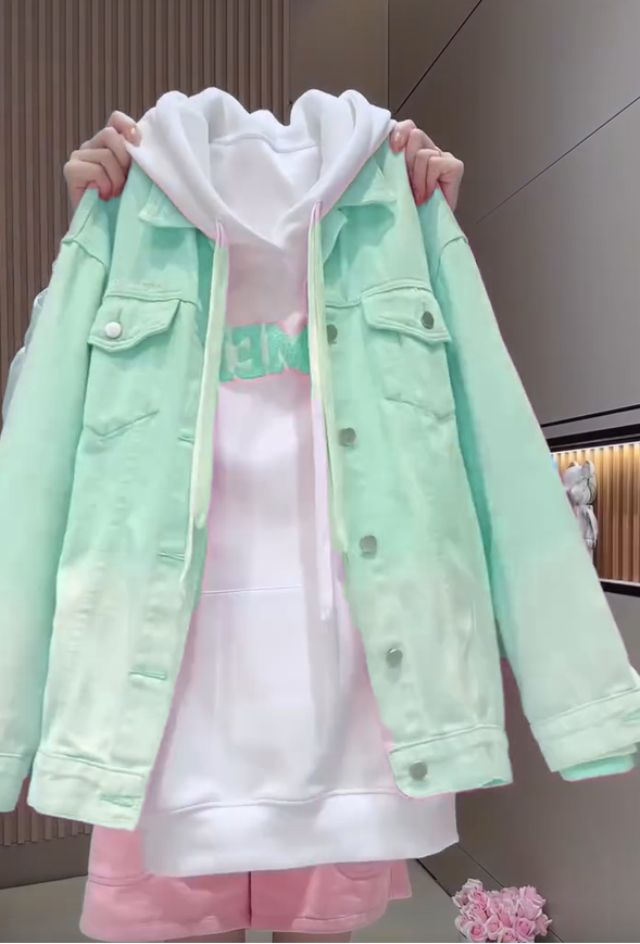 🎨 Άνετο γυναικείο πουλόβερ Τζιν μπουφάν Gradient-GR