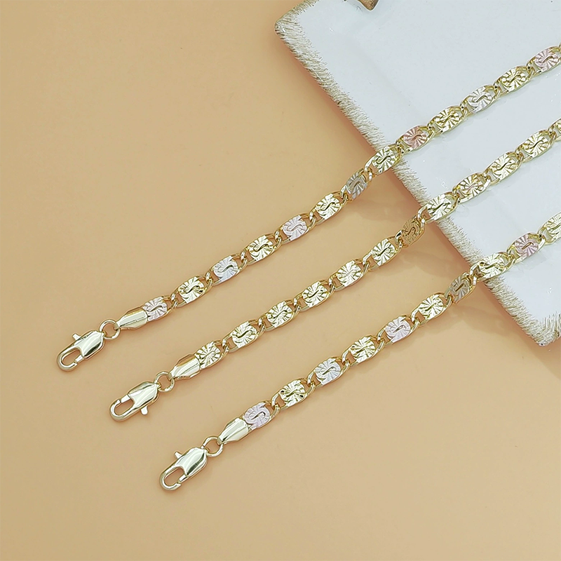 💎 TERAZ 50% TANIEJ! 👑 Bransoletka unisex z trójkolorowymi ogniwami – złotymi/różowymi/srebrnymi, szlifem fasetowanym i zapięciem ośmiornicowym – klasyczne ogniwa, nowoczesny blask 💛