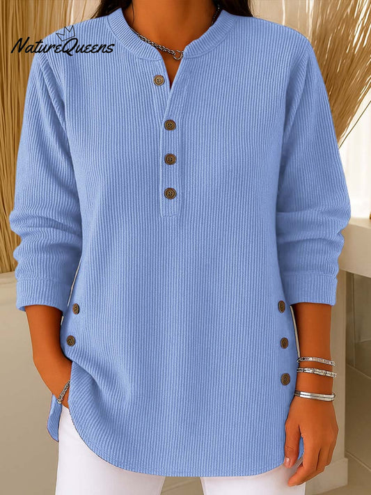 Moteriškas laisvo kirpimo, ilgomis rankovėmis, vienspalvis megztinis-LT