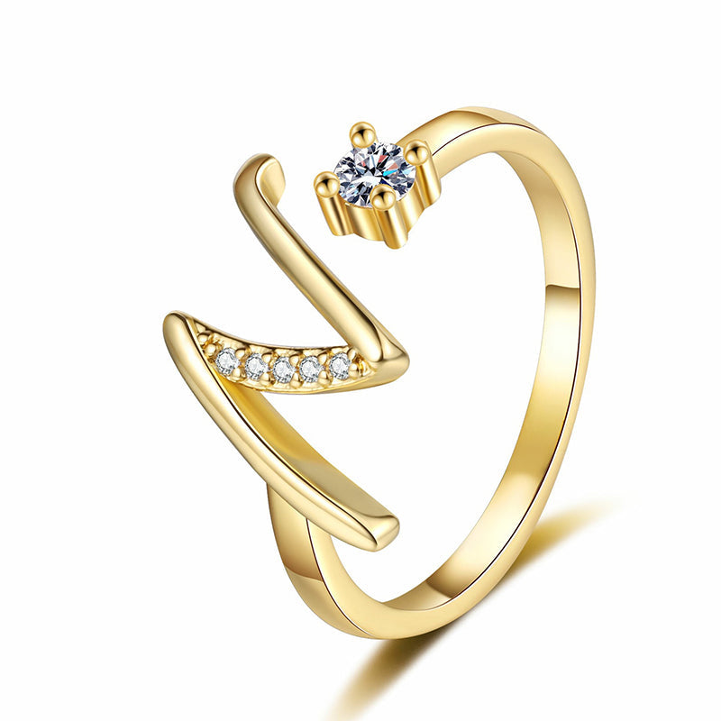 ⏳Ograniczona czasowo zniżka 50%⏰Regulowany pierścionek z inicjałem Sparkle dla kobiet💍