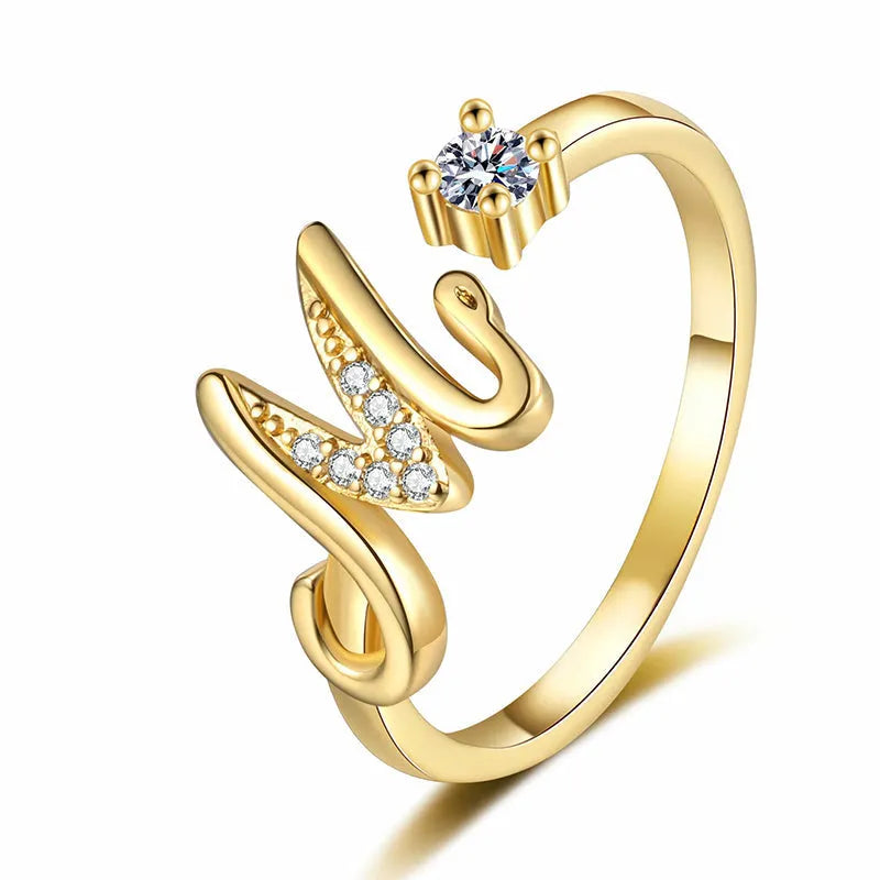 ⏳Ograniczona czasowo zniżka 50%⏰Regulowany pierścionek z inicjałem Sparkle dla kobiet💍
