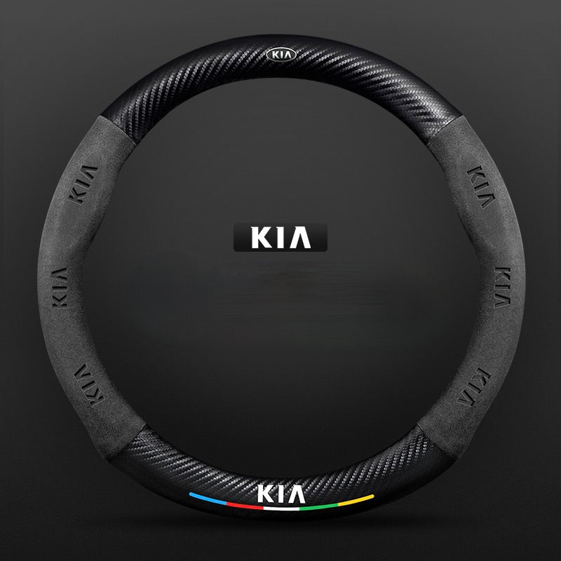 TrackVibe | Κάλυμμα τιμονιού από μαύρο σουέτ άνθρακα – Αντιολισθητικό και ανθεκτικό στη φθορά-GR