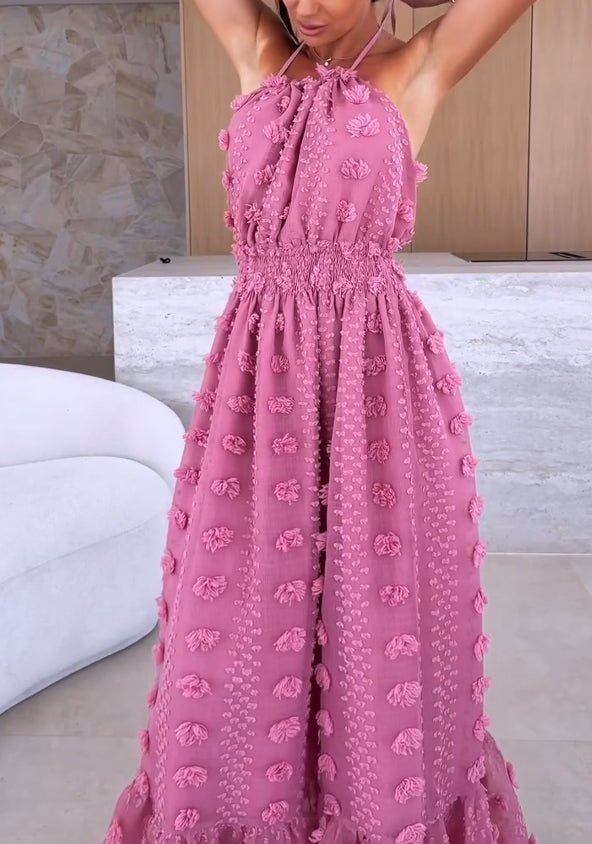 Vasarinė moteriška madinga suknelė su atvira nugara ir dideliu skeltuku-LT