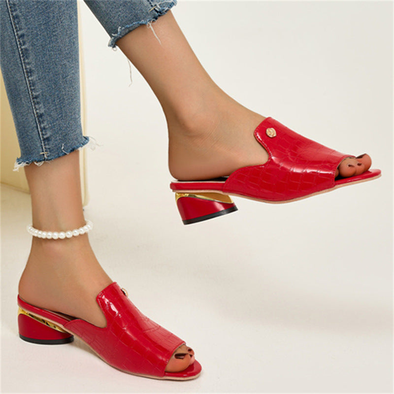 😍Paskutinė diena su 50% nuolaida😍 - Madingi moteriški ortopediniai odiniai sandalai atviromis nosimis ir storais kulnais-LT