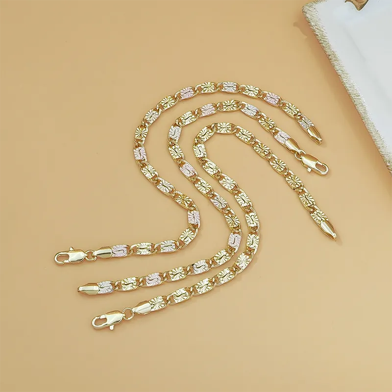 💎 TERAZ 50% TANIEJ! 👑 Bransoletka unisex z trójkolorowymi ogniwami – złotymi/różowymi/srebrnymi, szlifem fasetowanym i zapięciem ośmiornicowym – klasyczne ogniwa, nowoczesny blask 💛