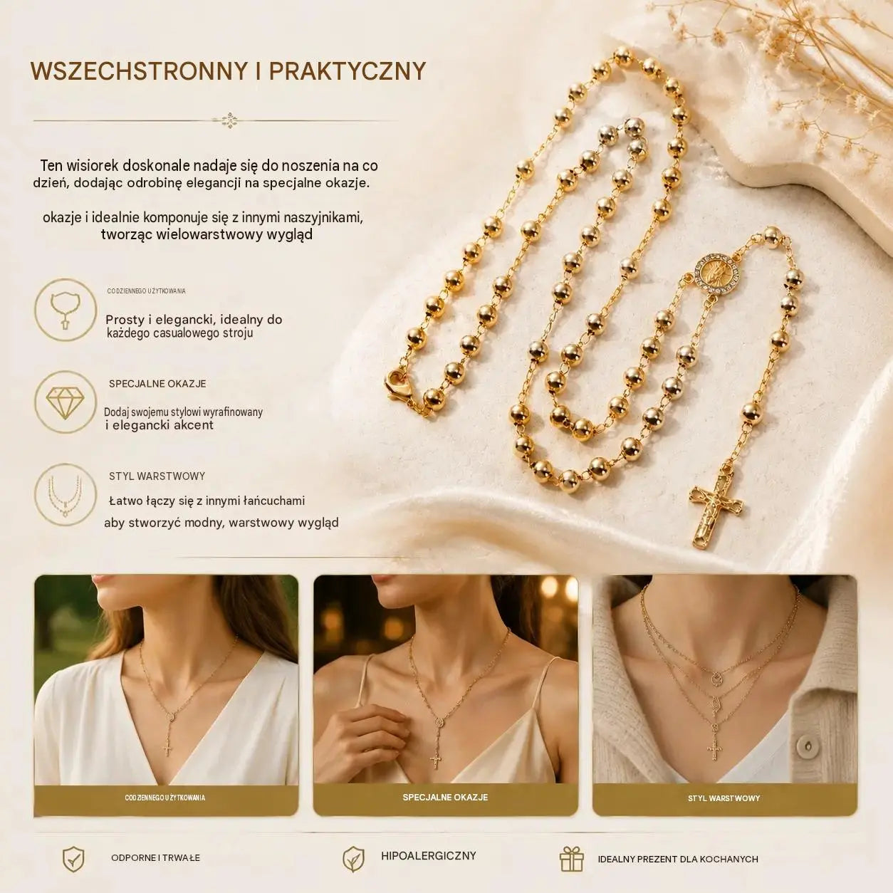 🎁👼Wisiorek z krzyżem Matki Bożej z Guadalupe