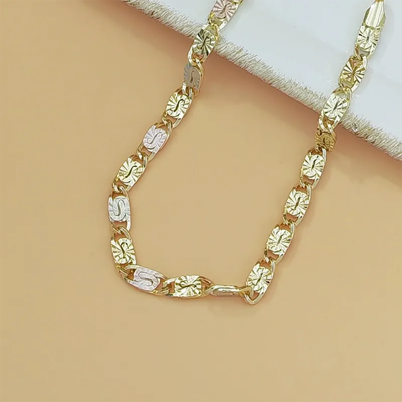 💎 TERAZ 50% TANIEJ! 👑 Bransoletka unisex z trójkolorowymi ogniwami – złotymi/różowymi/srebrnymi, szlifem fasetowanym i zapięciem ośmiornicowym – klasyczne ogniwa, nowoczesny blask 💛
