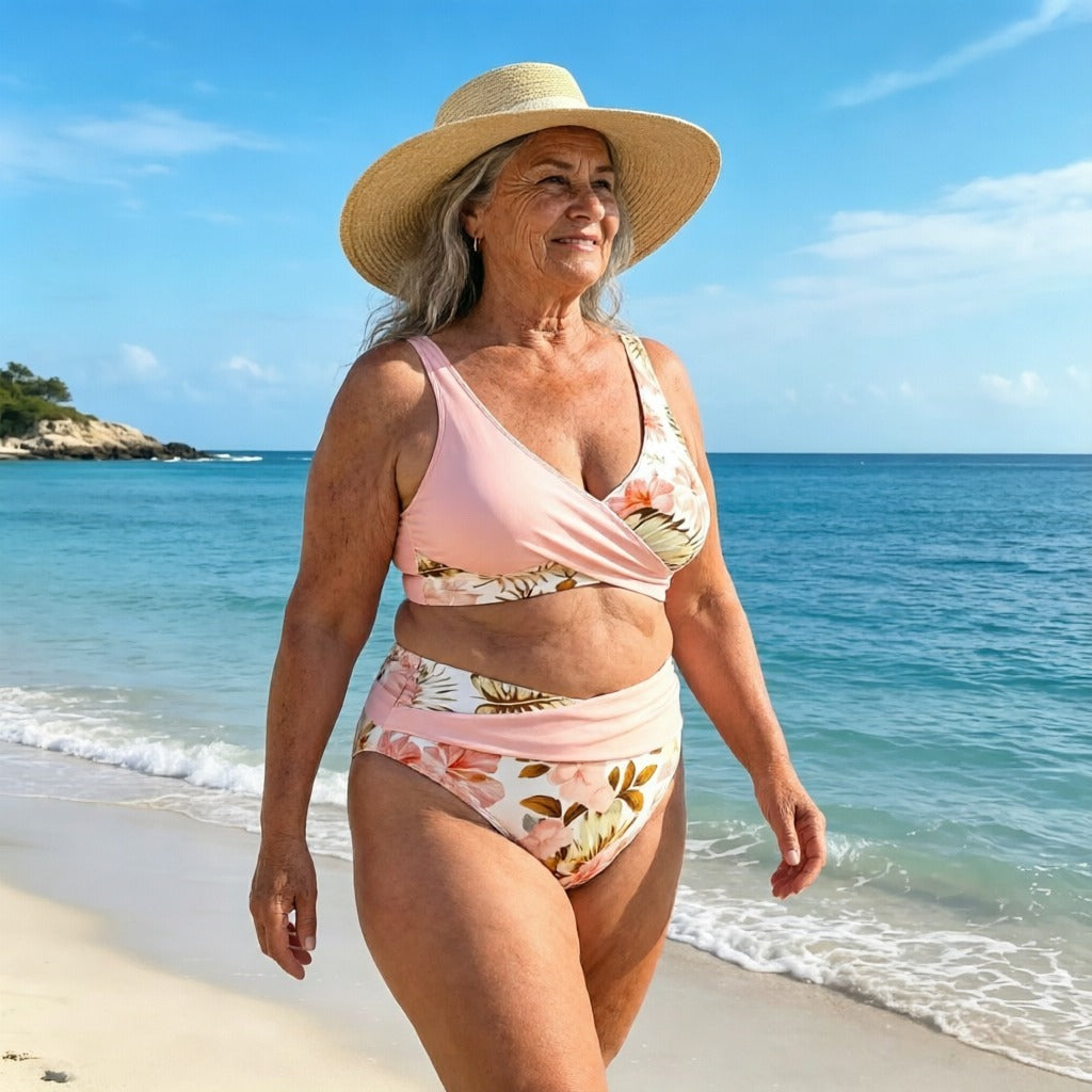 🌸🌿 Podkreśl swoją figurę – damski komplet bikini z wysokim stanem w kwiaty (rozmiary EU S-XL) 🌊👙