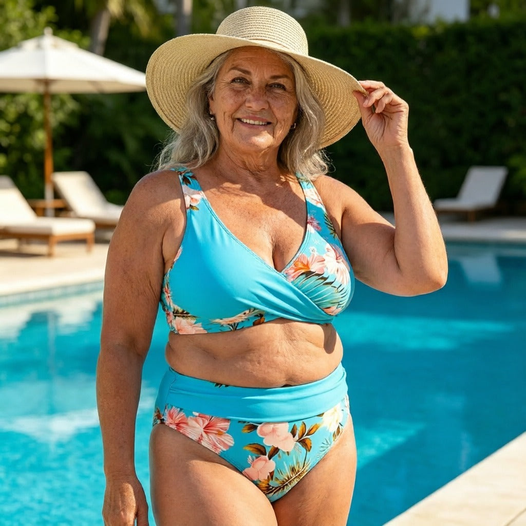 🌸🌿 Podkreśl swoją figurę – damski komplet bikini z wysokim stanem w kwiaty (rozmiary EU S-XL) 🌊👙