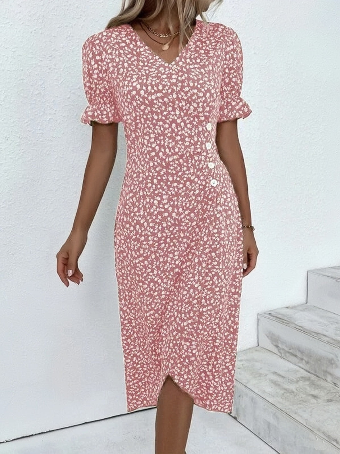 🌷Γυναικείο casual φόρεμα, wrap dress, floral φόρεμα-GR