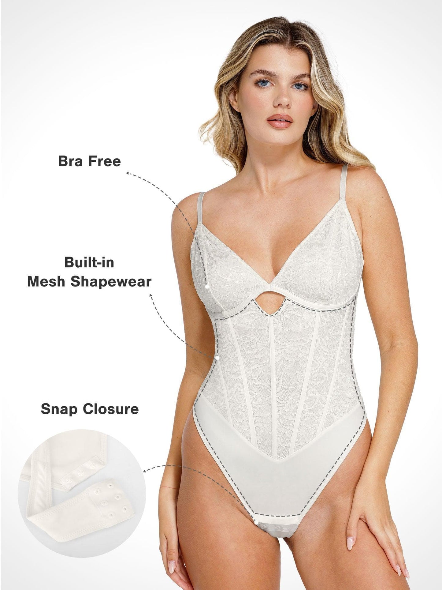 Το Shapewear Bodysuit Cutout gliptiki δαντέλα-GR 