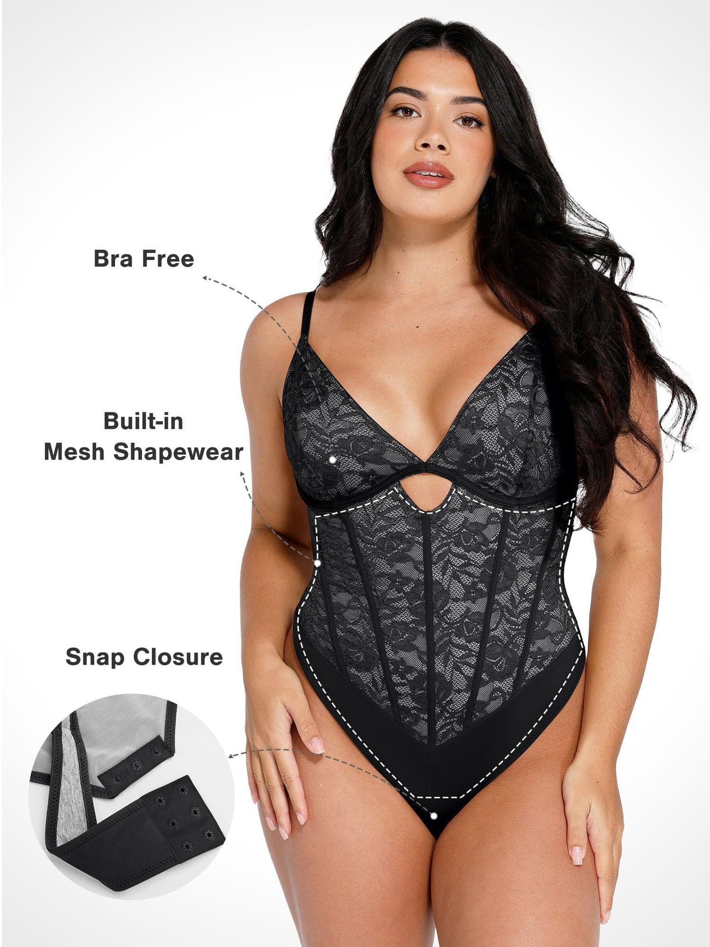 Το Shapewear Bodysuit Cutout gliptiki δαντέλα-GR 