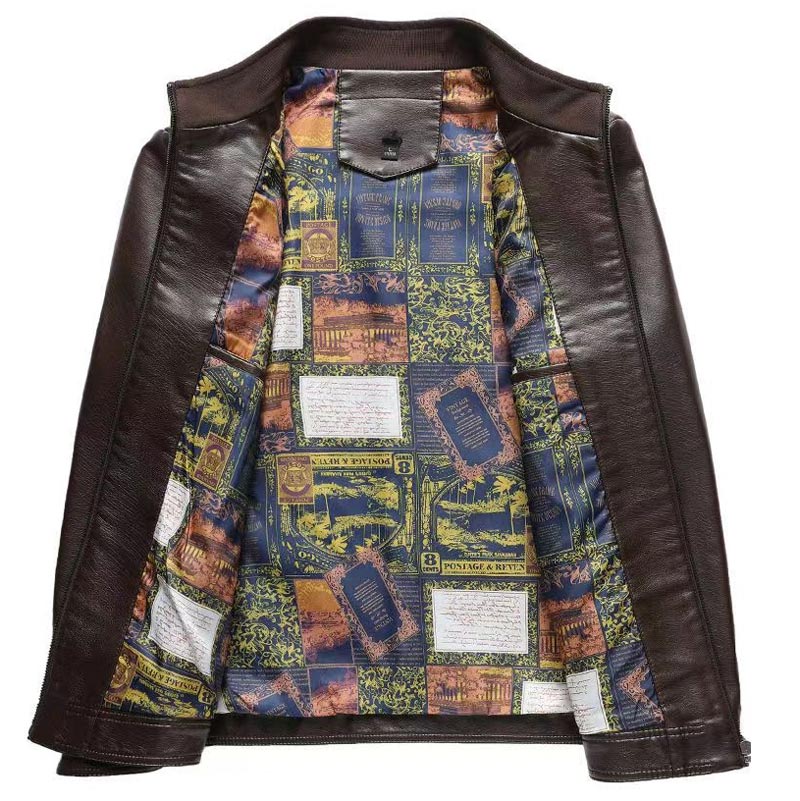 Pánska kožená bunda s teplou zamatovou podšívkou GR 