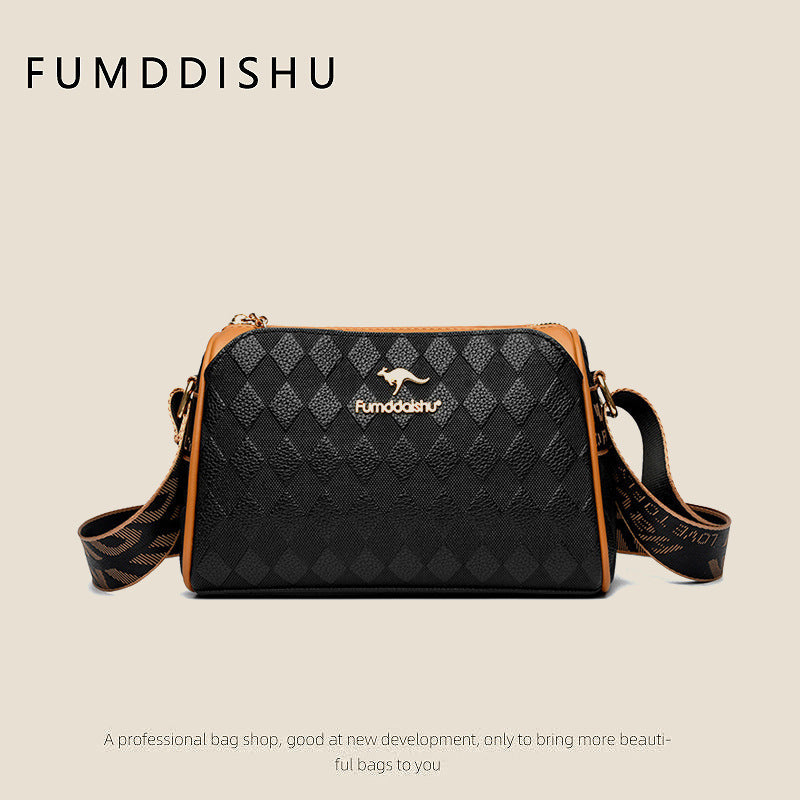 [Geriausia dovana jai] Madingo deimantinio rašto didelės talpos 3 sluoksnių skersinis krepšys-LT