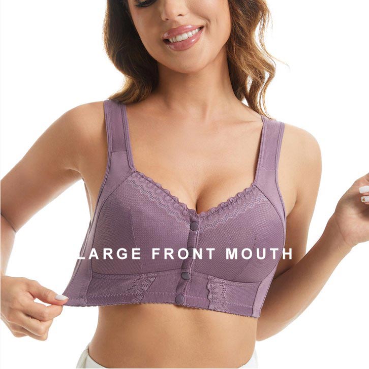Γυναικείο σουτιέν με κούμπωμα μπροστά, αναπνεύσιμο και φαρδύ, για μεγάλα μεγέθη【1+1 δώρο】 