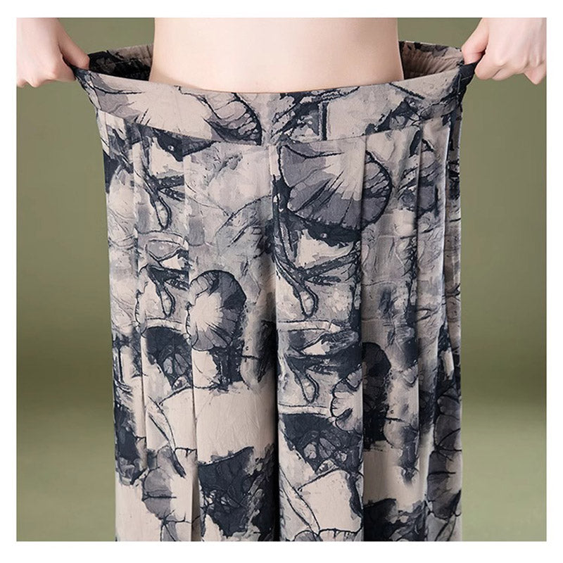 Κομψό γυναικείο σιφόν παντελόνι με φαρδύ πόδι-GR