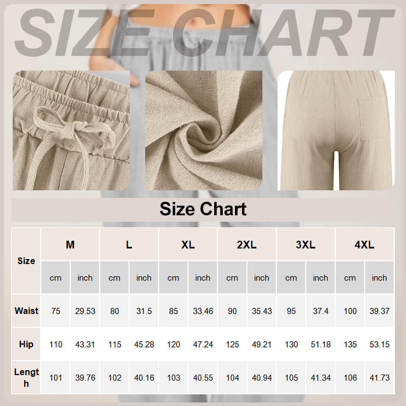 💟Γυναικείο καλοκαιρινό παντελόνι με φαρδιά μανίκια, φαρδιά μανίκια και λινό✨-GR