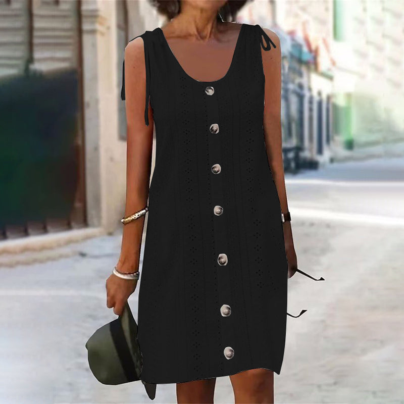 Αμάνικο πλεκτό φόρεμα με λαιμόκοψη σε σχήμα U-GR