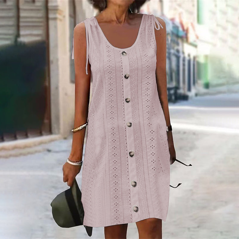 Αμάνικο πλεκτό φόρεμα με λαιμόκοψη σε σχήμα U-GR