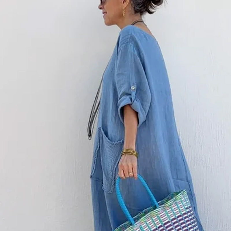 💕Dlhé šáty z patchworkovej bavlny a ľanu-SK