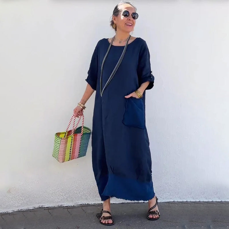 💕Dlhé šáty z patchworkovej bavlny a ľanu-SK