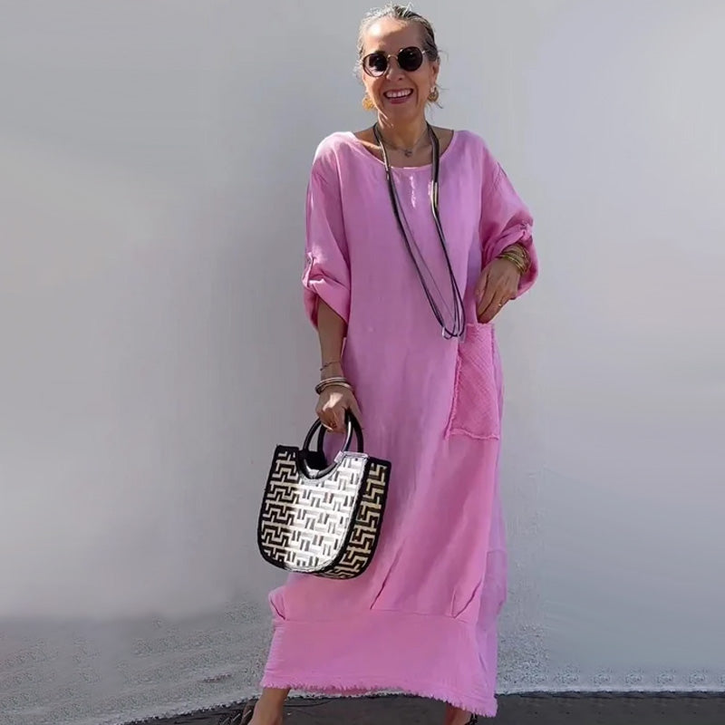 💕Dlhé šáty z patchworkovej bavlny a ľanu-SK