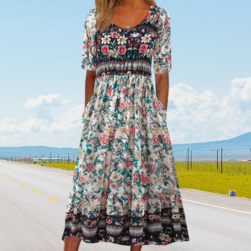 🌸Elegantné dámske šaty s boho potlačou-SK