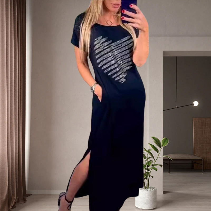 Ilga suknelė su skeltukais šonuose-LT