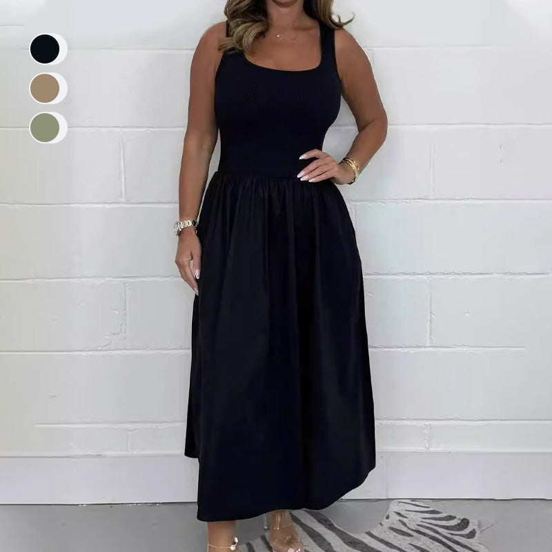 🌷 Φόρεμα αμάνικο σε σχήμα Α από την Moeks με λαιμόκοψη με χάντρες-EE