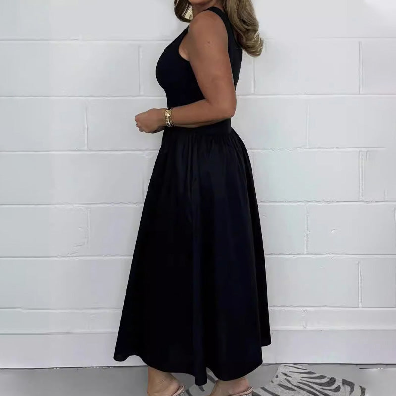 🌷 Φόρεμα αμάνικο σε σχήμα Α από την Moeks με λαιμόκοψη με χάντρες-EE