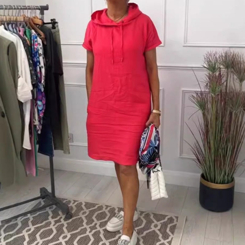 Puuvillased ja linased naiste kleidid taskute ja kapuitsedega