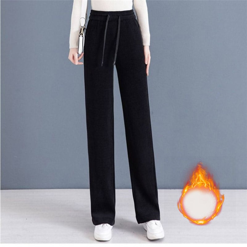 🔥✨Χριστουγεννιάτικη προσφορά🎅🎁 Φόρεμα και ενισχυμένο μονόχρωμο παντελόνι με φαρδιά μπατζάκια και κορδόνια για γυναίκες