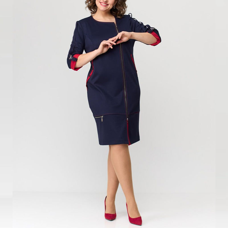 Dámske módne šaty vyššej kategórie s bočným zipsom-SK