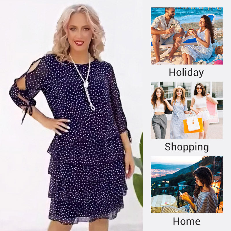 Dámske ležérne viacvrstvové vzorované šaty-GR