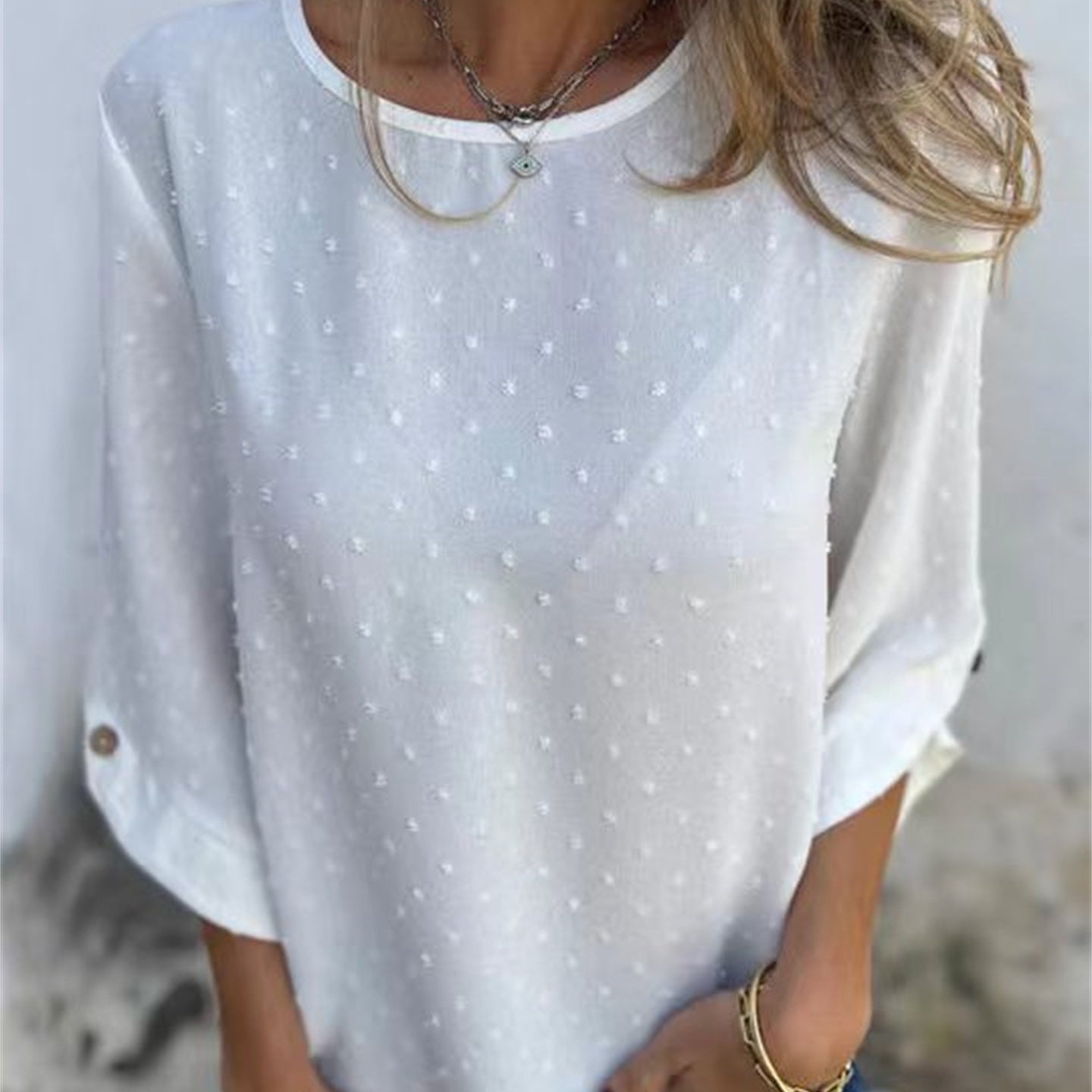 Dámske žakárové tričko s výstrihom-GR