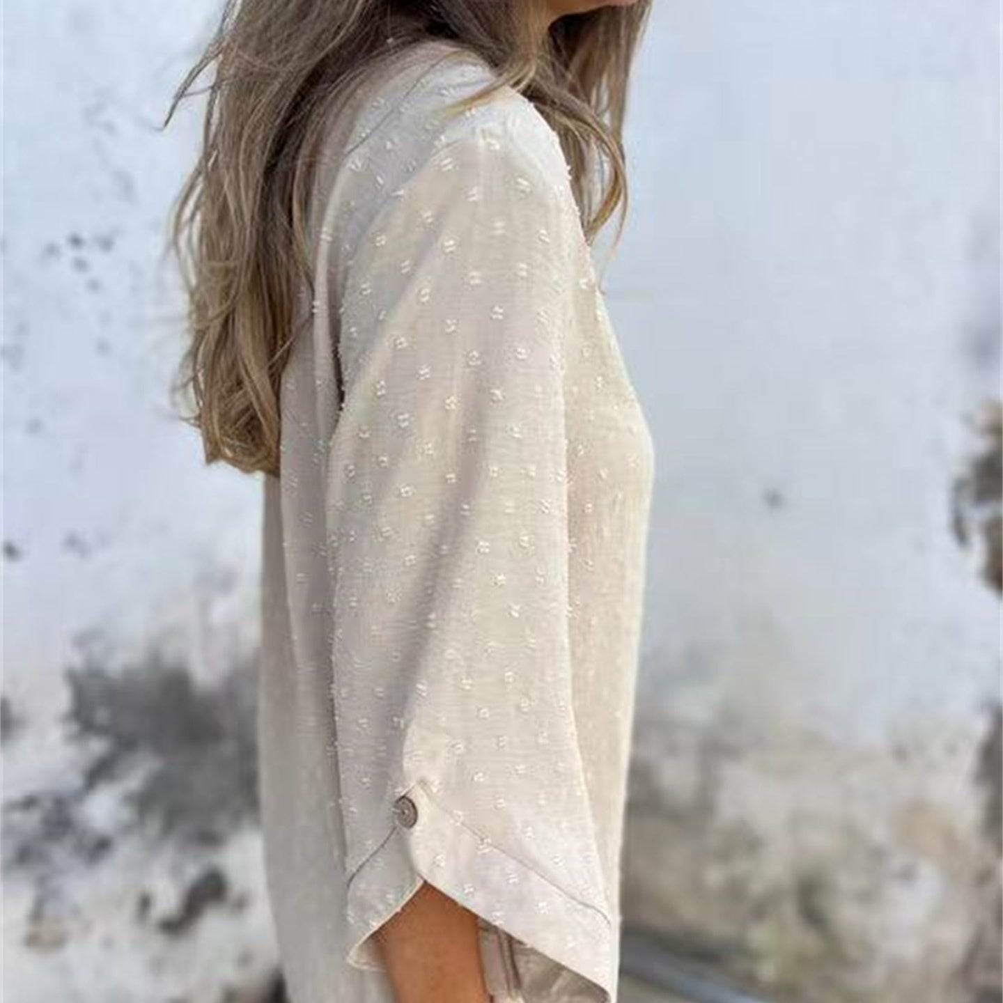 Dámske žakárové tričko s výstrihom-GR