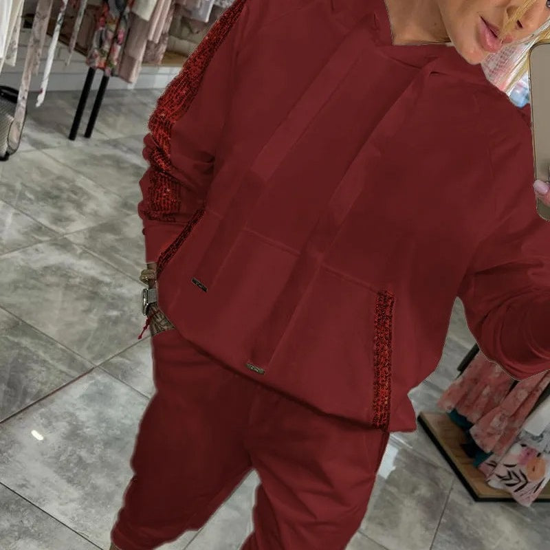 🌷Sügise uued toted✨ Naiste nööriga kapuutsiga top &amp; püksid 2-osaline komplekt-EE