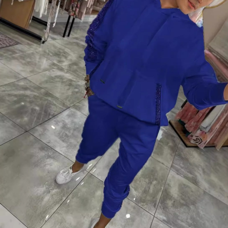 🌷Sügise uued toted✨ Naiste nööriga kapuutsiga top &amp; püksid 2-osaline komplekt-EE